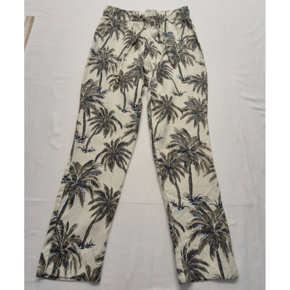 Soft Surroundings women's palm‎ tree print lounge pants XS drawstring Tropical